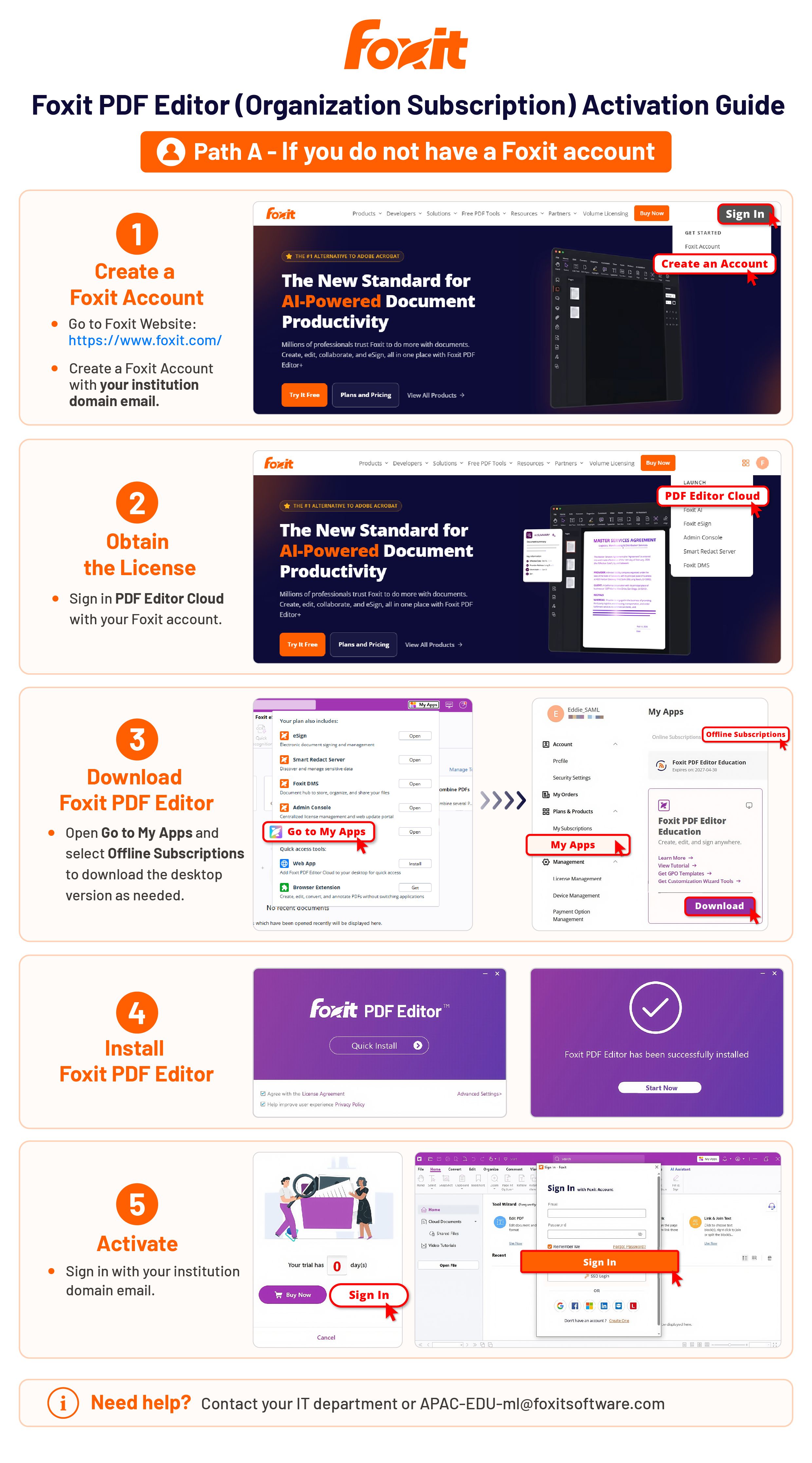 Activation guide for users without a Foxit account